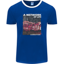 Mushrooms A Network of Life Mycology Mens Ringer T-Shirt FotL Royal Blue/White