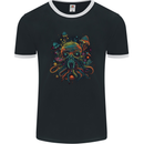 Magic Mushrooms Trippy Alien Octopus Cthulhu Mens Ringer T-Shirt FotL Black/White