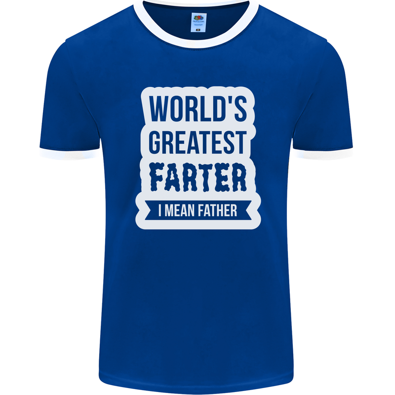 Fathers Day Farter Funny Flatulence Fart Mens Ringer T-Shirt FotL Royal Blue/White