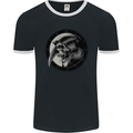 Grim Reaper Clock Skull Biker Gothic Demon Mens Ringer T-Shirt FotL Black/White