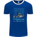 Fishing It's Cheaper Than Therapy Fisherman Mens Ringer T-Shirt FotL Royal Blue/White