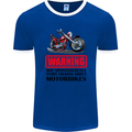 Start Talking About Motorbikes Motorcycle Mens Ringer T-Shirt FotL Royal Blue/White