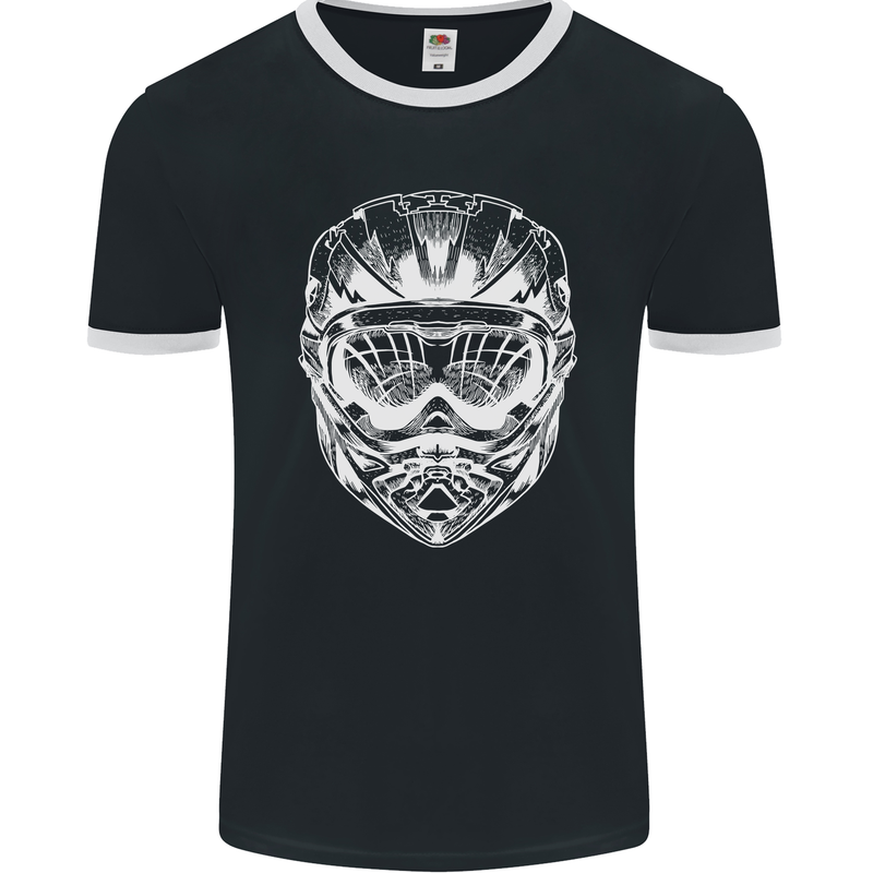 Downhill Mountain Biking Helmet DH MTB Mens Ringer T-Shirt FotL Black/White