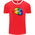 LGBT Bitten Lip Gay Pride Day Mens Ringer T-Shirt FotL Red/White