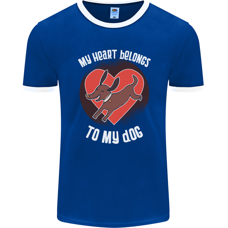 My Heart Belongs to my Dog Funny Mens Ringer T-Shirt FotL Royal Blue/White