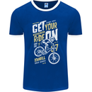 Get Your Ride on Downhill Mountain Biking Mens Ringer T-Shirt FotL Royal Blue/White