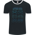 Six Pack Controller Funny Gaming Gamer Mens Ringer T-Shirt FotL Black/White