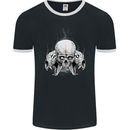 Satanic Skulls Gothic Biker Heavy Metal Mens Ringer T-Shirt FotL Black/White