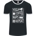 Yoga Coffee Naps Repeat Funny Mens Ringer T-Shirt FotL Black/White