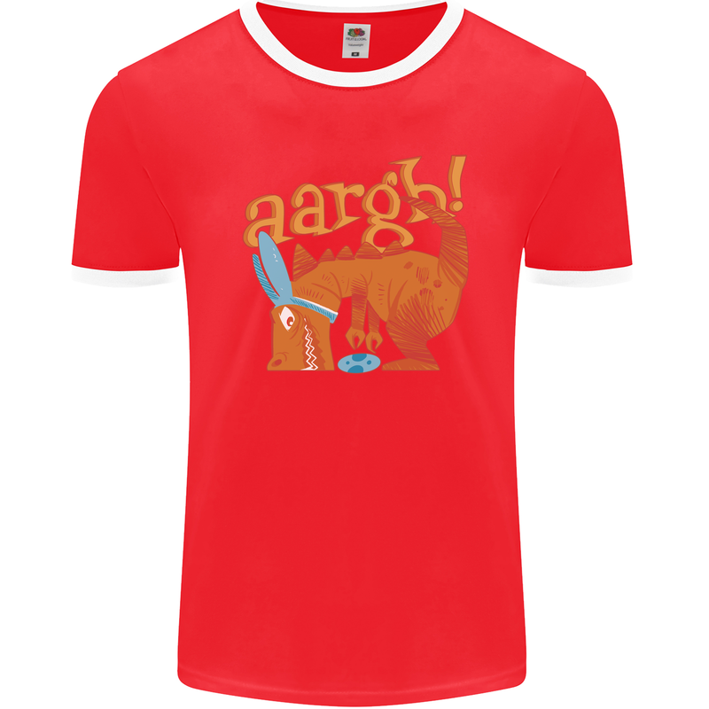 Easter Egg T-Rex as a Bunny Dinosaur Funny Mens Ringer T-Shirt FotL Red/White