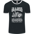 Biker Grandad Motorbike Grandparents Day Mens Ringer T-Shirt FotL Black/White
