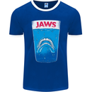 Jaws Funny Parody Dentures Skull Teeth Mens Ringer T-Shirt FotL Royal Blue/White