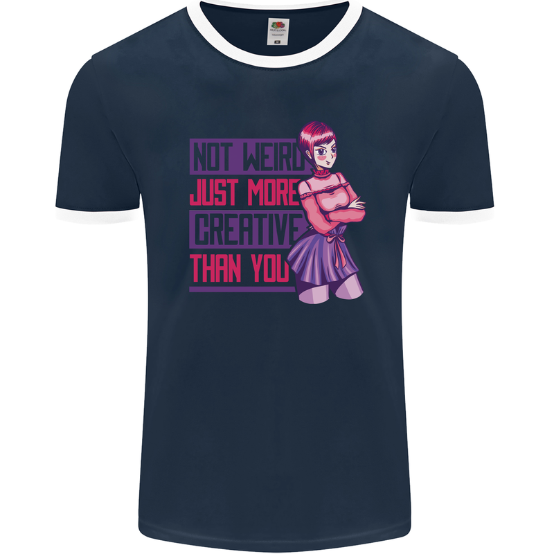Not Weird Just More Creative Than You Art Mens Ringer T-Shirt FotL Navy Blue/White