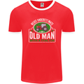 An Old Man With a Tractor Farmer Funny Mens Ringer T-Shirt FotL Red/White