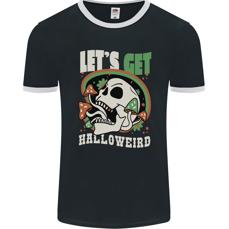 Halloweird Magic Mushrooms Halloween LSD Mens Ringer T-Shirt FotL Black/White