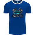 Cafe Racer Biker Motorcycle Motorbike Mens Ringer T-Shirt FotL Royal Blue/White