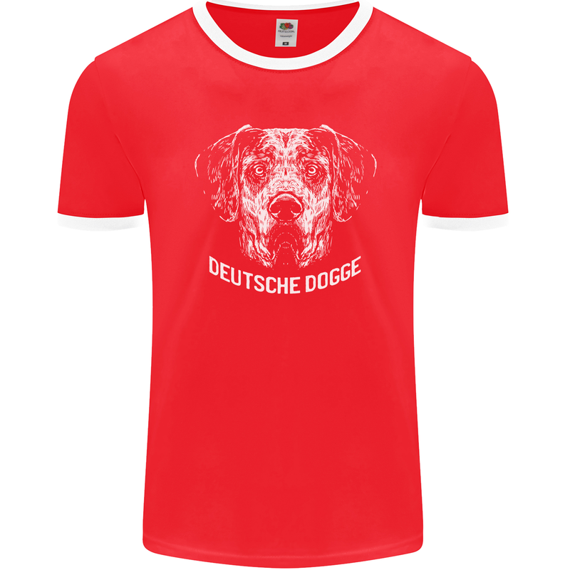 Deutsche Dogge Great Dane Dog Mens Ringer T-Shirt FotL Red/White