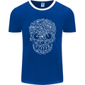 A Skull Made with Bicycles Cyclist Cycling Mens Ringer T-Shirt FotL Royal Blue/White