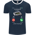 Liverpool Is Calling Funny Football Mens Ringer T-Shirt FotL Navy Blue/White