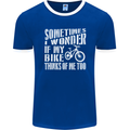 Cycling I Wonder If My Bike Bicycle Cyclist Mens Ringer T-Shirt FotL Royal Blue/White