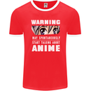 Warning May Start Talking About Anime Funny Mens Ringer T-Shirt FotL Red/White