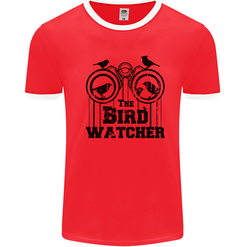 The Bird Watcher Watching Funny Mens Ringer T-Shirt Red/White