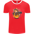 Anime Gun Girl Mens Ringer T-Shirt FotL Red/White