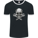 Spanner Skull Mechanic Biker Mens Ringer T-Shirt FotL Black/White