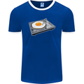 Egg Decks DJ DJing Turntable Record Player Mens Ringer T-Shirt FotL Royal Blue/White