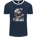 To Valhalla Viking Warrior Odin Mens Ringer T-Shirt FotL Navy Blue/White