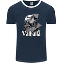 To Valhalla Viking Warrior Odin Mens Ringer T-Shirt FotL Navy Blue/White