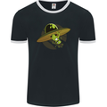 A Funny Alien Stuck in a UFO Flying Saucer Mens Ringer T-Shirt FotL Black/White