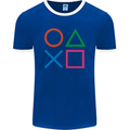 Arcade Game Console Buttons Gaming Gamer Mens Ringer T-Shirt FotL Royal Blue/White