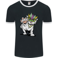 Mardi Gras Festival Cat Mens Ringer T-Shirt FotL Black/White