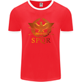 Gym Training Top Weightlifting SPQR Roman Mens Ringer T-Shirt FotL Red/White