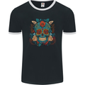 Day of the Dead Sugar Skull DOTD Mens Ringer T-Shirt FotL Black/White