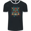 Day of the Dead Sugar Skull DOTD Mens Ringer T-Shirt FotL Black/White