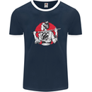 Samurai Tattoo Girl MMA Kenjutsu Kendo Iaido Mens Ringer T-Shirt FotL Navy Blue/White