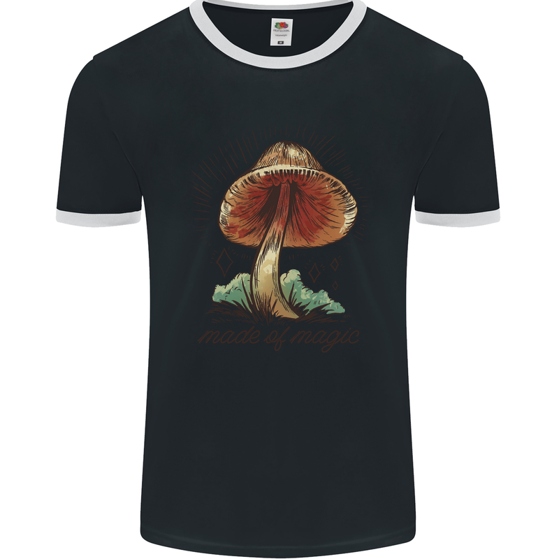 Made of Magic Mushrooms LSD Trippy Mens Ringer T-Shirt FotL Black/White