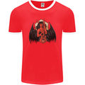 Devil Woman Guitar Death Heavy Metal Rock Mens Ringer T-Shirt FotL Red/White