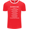 Motorbikes My Perfect Day Biker Motorcycle Mens Ringer T-Shirt FotL Red/White