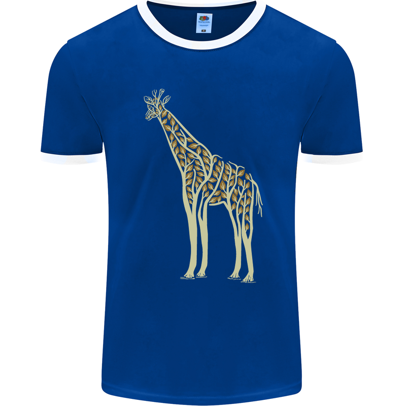 Giraffe Ecology Mens Ringer T-Shirt FotL Royal Blue/White