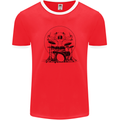 Virtruvian Drummer Funny Drumming Drum Mens Ringer T-Shirt FotL Red/White