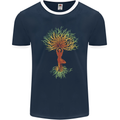 Yoga Tree Man Meditation Mens Ringer T-Shirt FotL Navy Blue/White