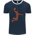 Basketball Word Art Mens Ringer T-Shirt FotL Navy Blue/White