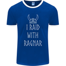 I Raid With Ragnar The Vikings Valhalla Mens Ringer T-Shirt FotL Royal Blue/White