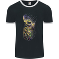 Praying Skull Gothic Biker Heavy Metal Rock Mens Ringer T-Shirt FotL Black/White