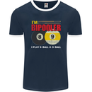Im Bipooler I Play 8-Ball 9-Ball Funny Pool Mens Ringer T-Shirt FotL Navy Blue/White