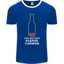 Funny Beer Alcohol Please Charge Mens Ringer T-Shirt FotL Royal Blue/White