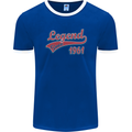Legend Since 62nd Birthday 1961 Mens Ringer T-Shirt FotL Royal Blue/White